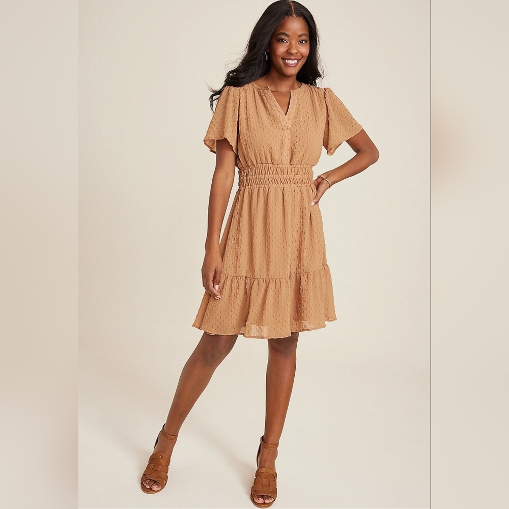 Maurices Plus Size Textured Notch Front Dress NWTs (available in Mauve)